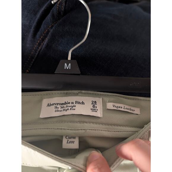 Abercrombie & Fitch Pants Womens 28 6S Vegan Leather The 90s Straight High Rise - Picture 6 of 6